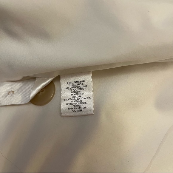 Ann Taylor Linen Blend Ivory Color Lined One Button Blazer Jacket Sz 14T - Picture 7 of 7